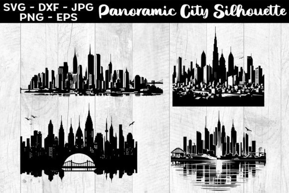 Download Panoramic City Silhouettes SVG EPS PNG - Panoramic Collection