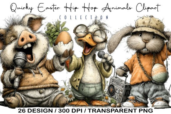 Download Quirky Easter Hip Hop Animals Clipart - Hip Collection