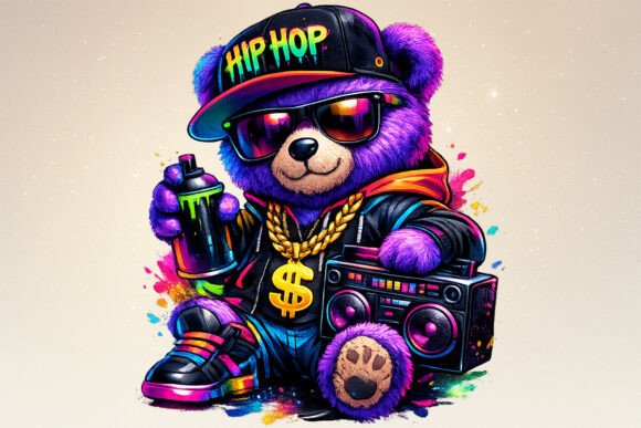Download Neon Hip Hop Teddy Bear PNG Clipart - Hip Collection