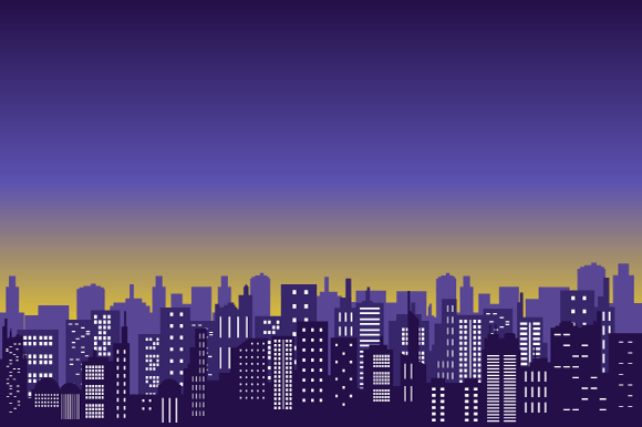 Download Panoramic View City with Purple Building - Panoramic Collection